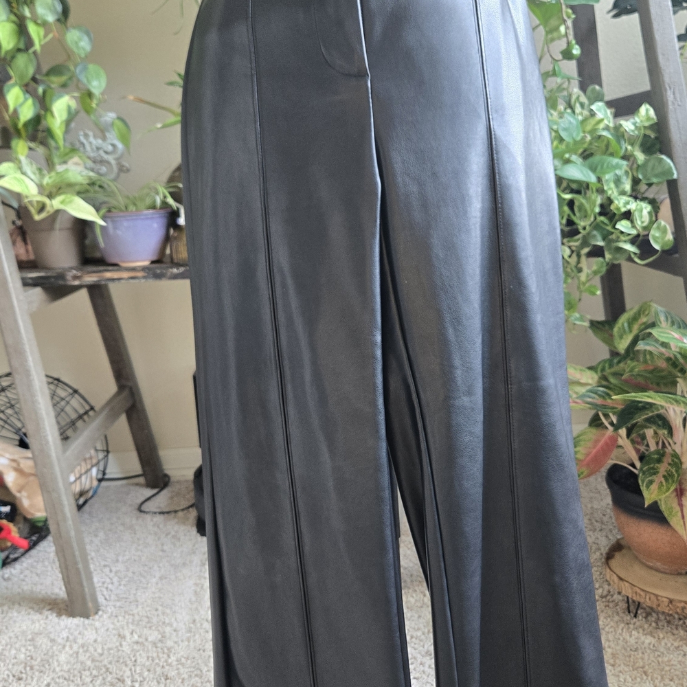 Anthropologie Black Faux Leather Cropped Pants